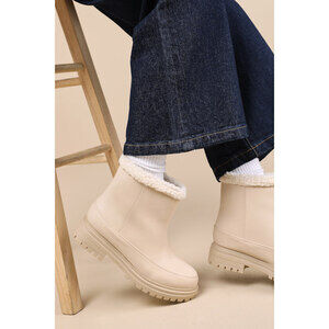 Lulus Makie Cream Faux Fur Booties White - Size 9